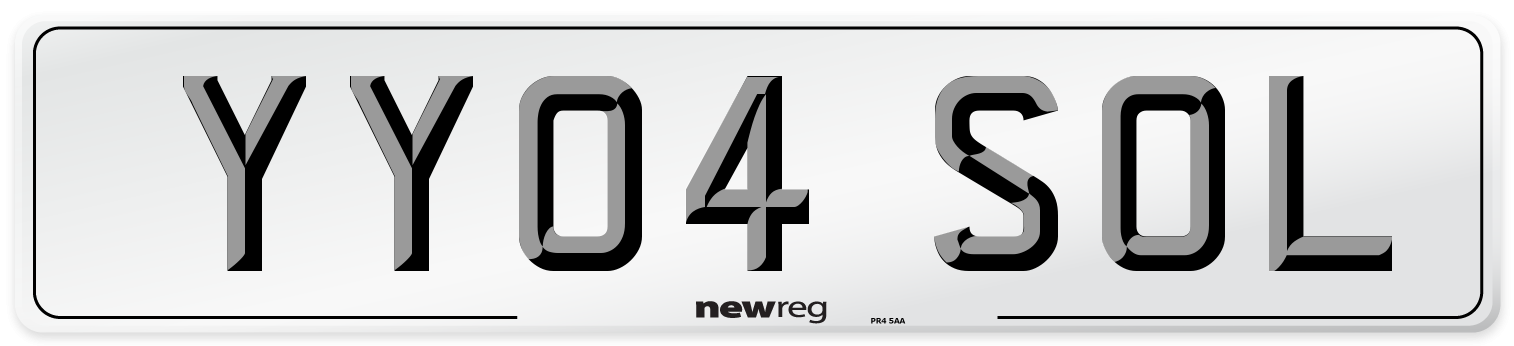 YY04 SOL Number Plate from New Reg